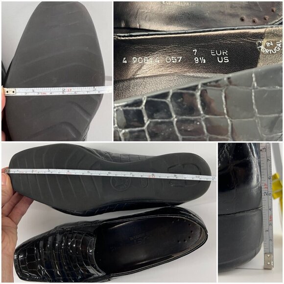 Mephisto Celka Croc Emboss Patent Black Leather Wedge Slip On Loafers Size 9.5 - Picture 12 of 15